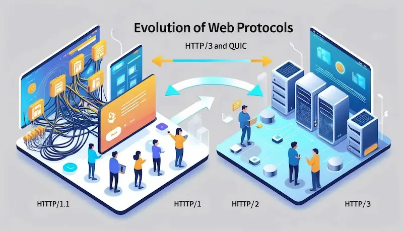 Diagram: QUIC protocol features and benefits